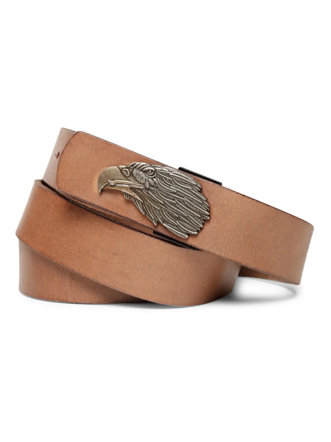 Natural Plain Belt With Eagle-shaped Metal Buckle By Art N Vintage