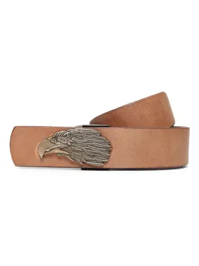 Natural Plain Belt With Eagle-shaped Metal Buckle By Art N Vintage