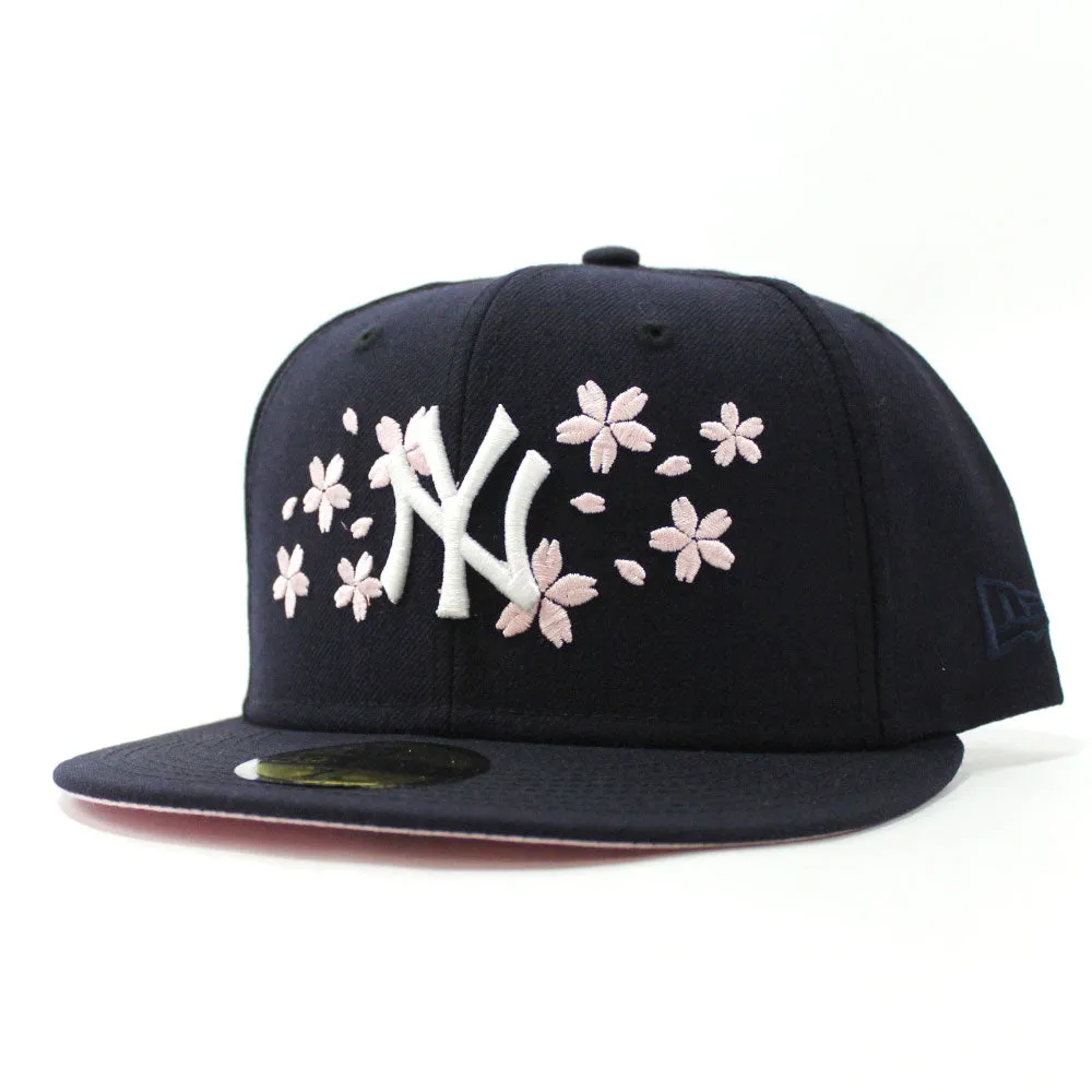 New York Yankees Cherry Blossom New Era 59Fifty Fitted Hat (Navy Pink Under Brim)