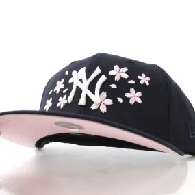 New York Yankees Cherry Blossom New Era 59Fifty Fitted Hat (Navy Pink Under Brim)