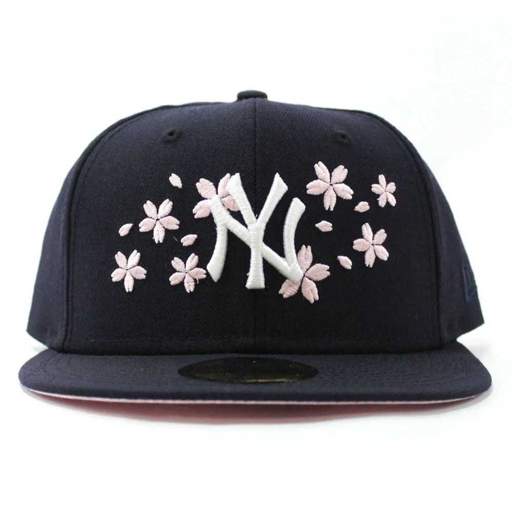 New York Yankees Cherry Blossom New Era 59Fifty Fitted Hat (Navy Pink Under Brim)