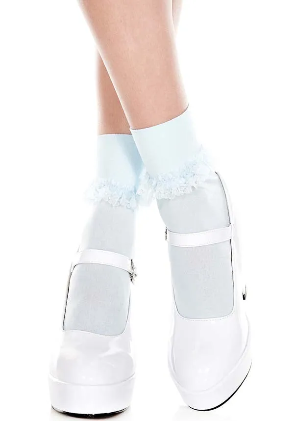 Opaque Ruffle Trim [Baby Blue] | ANKLE SOCKS