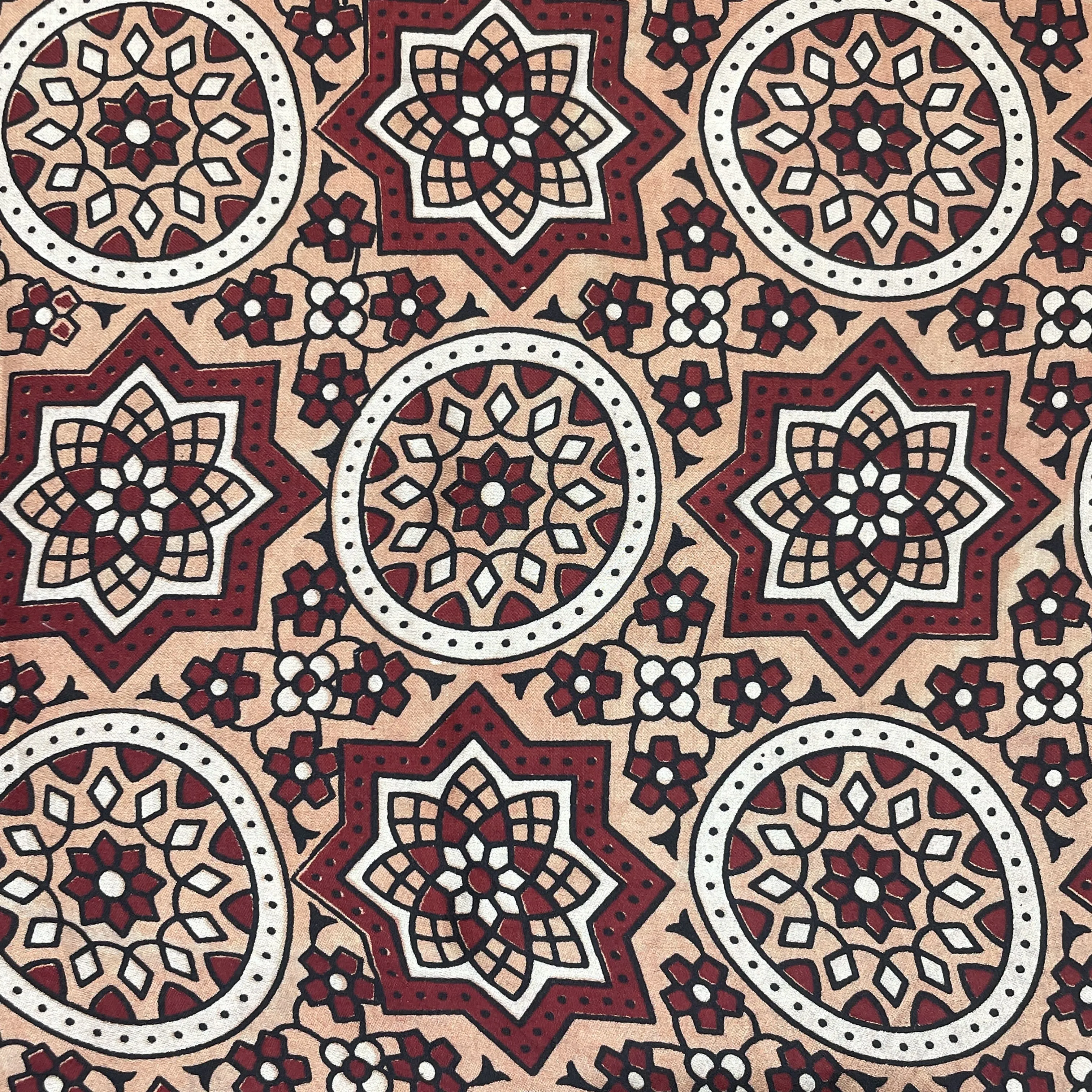 Orange Ajrakh Print Modal Satin Fabric 18190