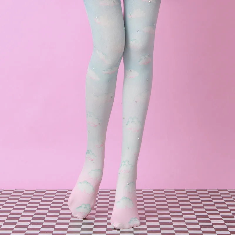 Pastel Bling Harajuku Thigh High Tights