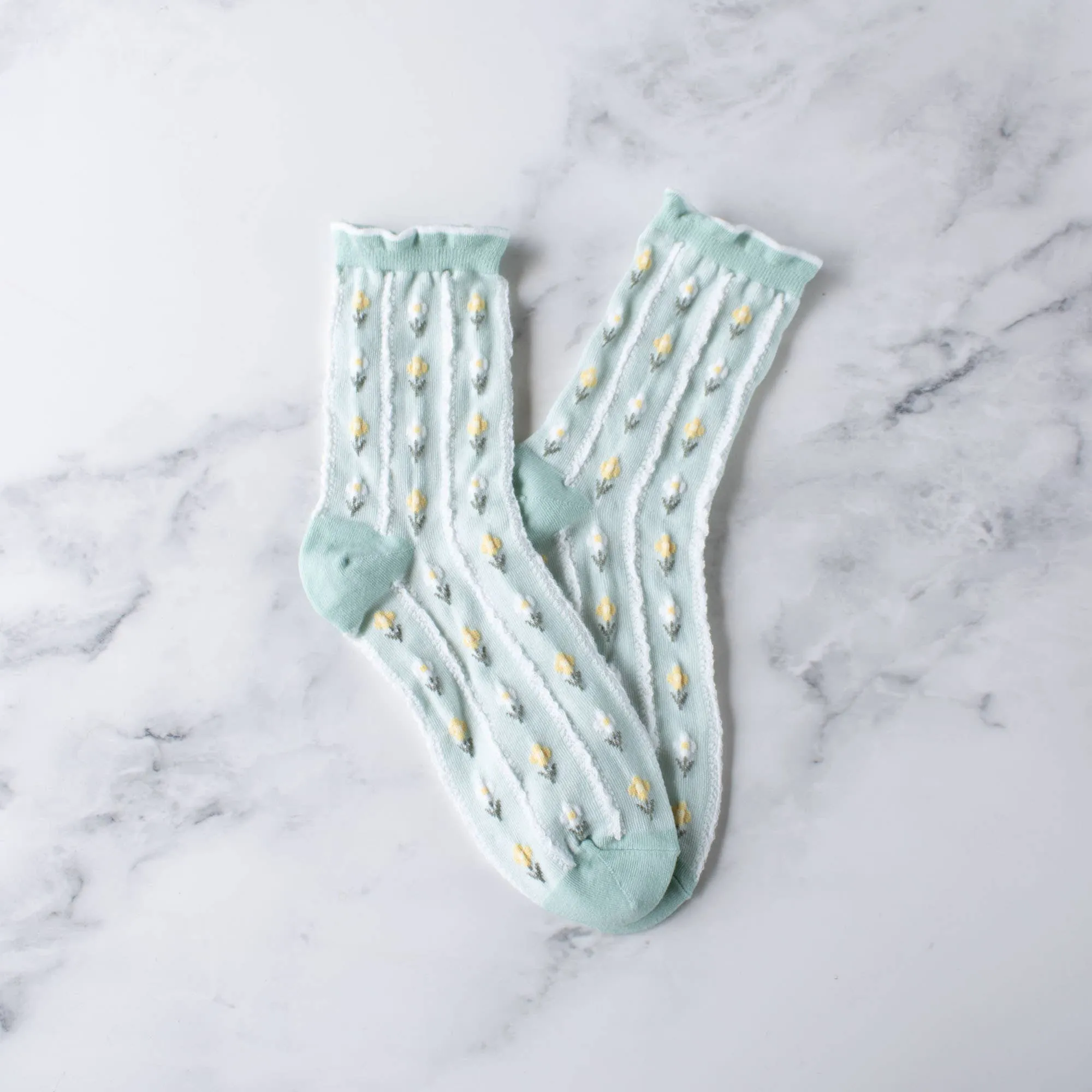 Pastel Color Floral Casual Socks