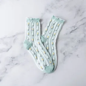 Pastel Color Floral Casual Socks