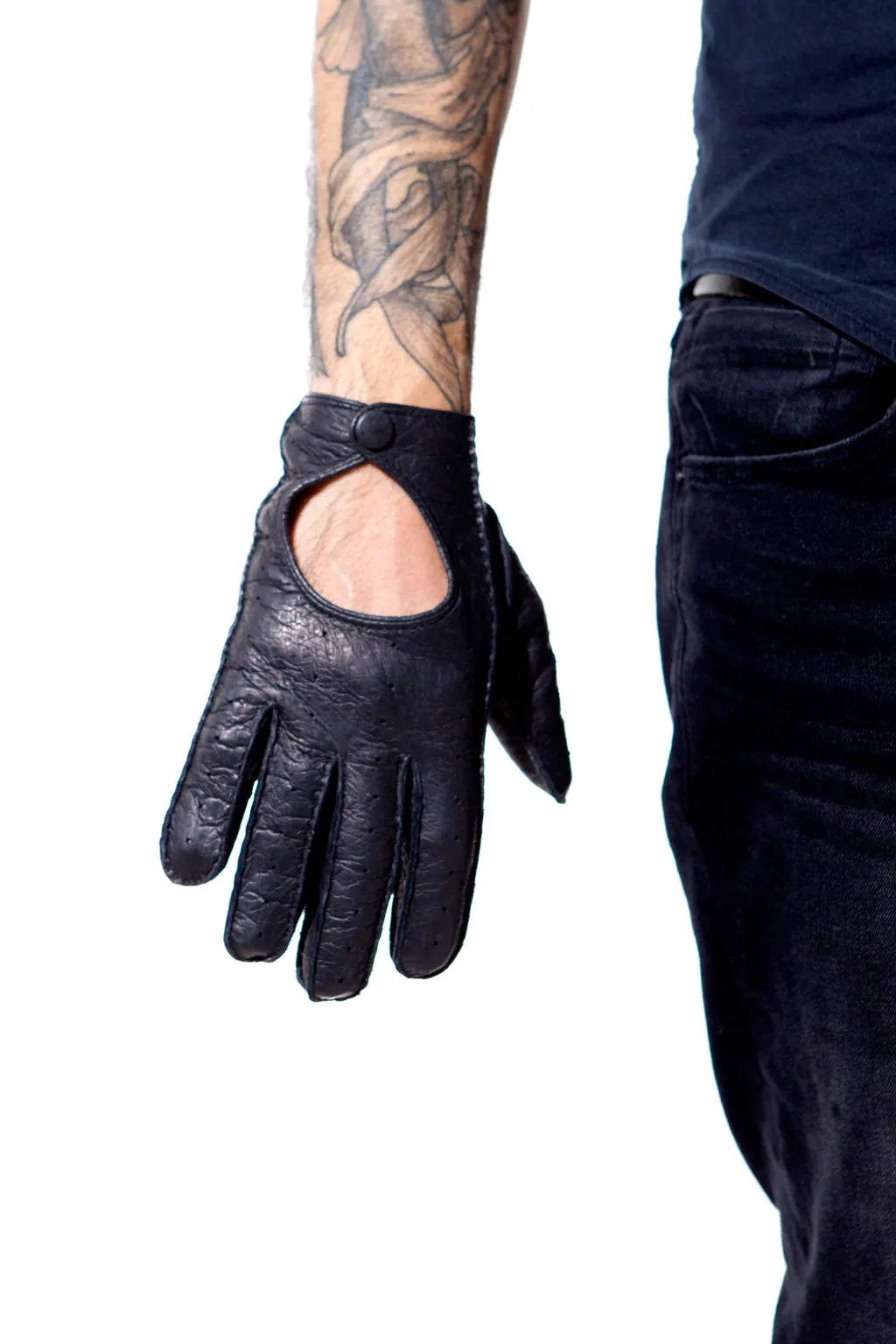 Peccary leather driving gloves for men