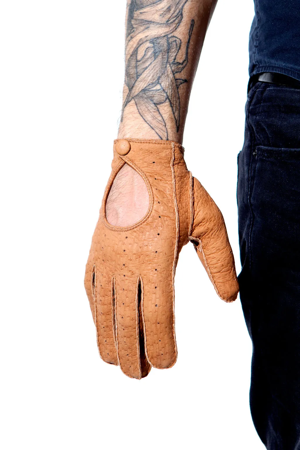 Peccary leather driving gloves for men