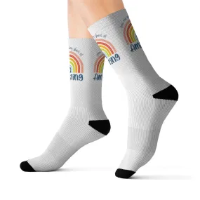 Personalised You are nothing short of amazing... pastel rainbow Quote Socks - Socks - Gift Socks - Sublimation Socks