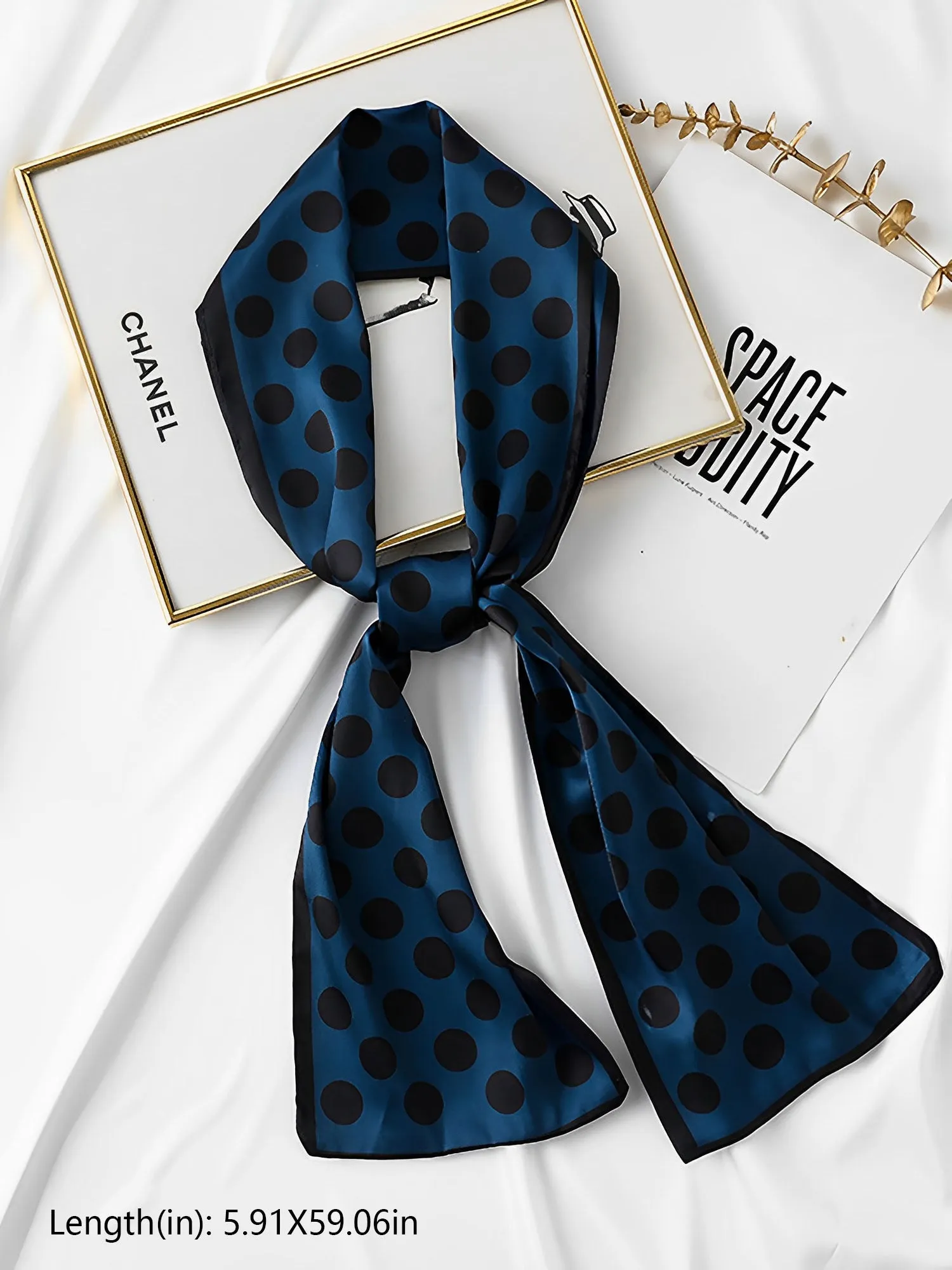 Polka Dot Print Headband Long Silky Scarf