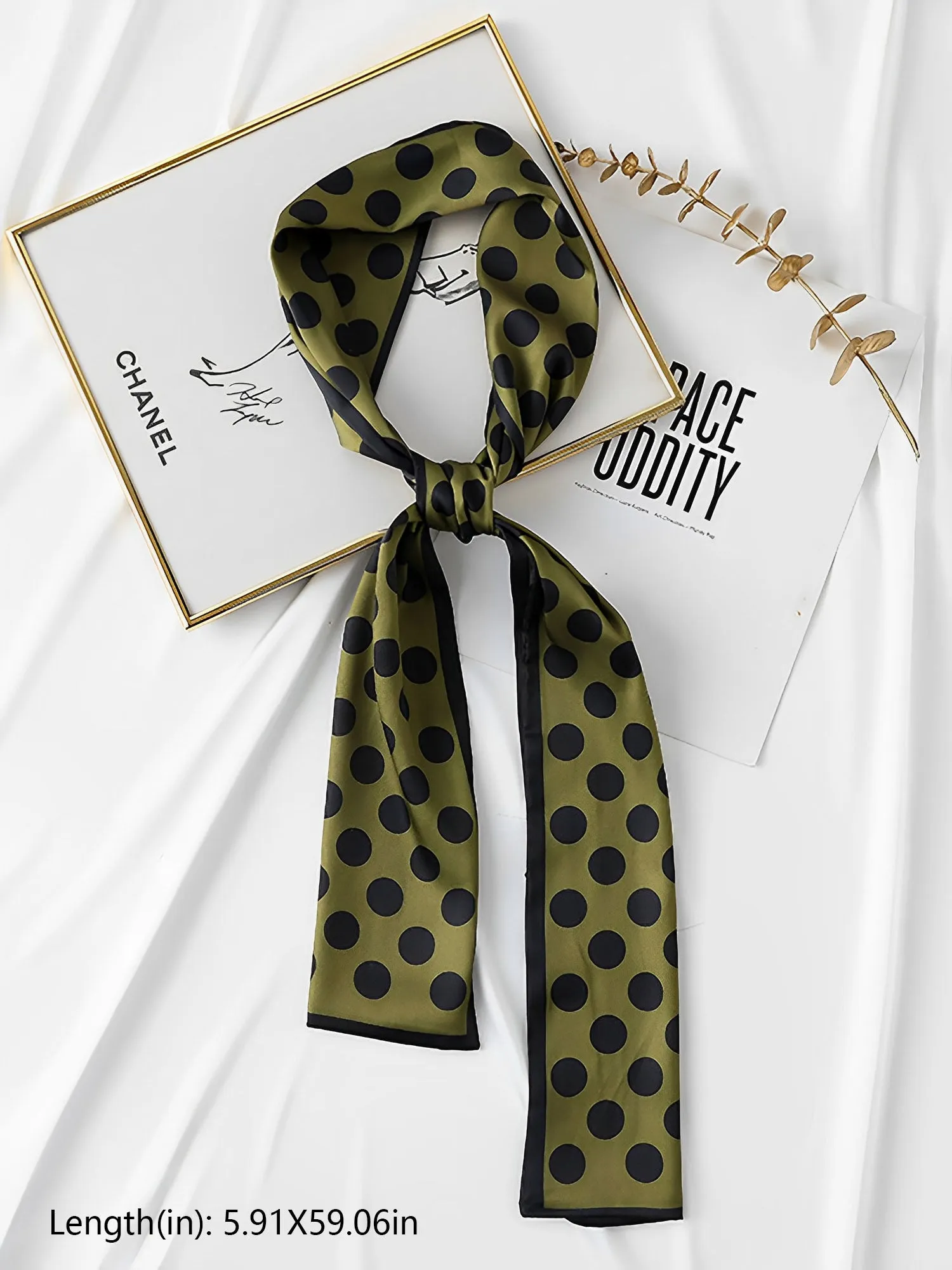 Polka Dot Print Headband Long Silky Scarf