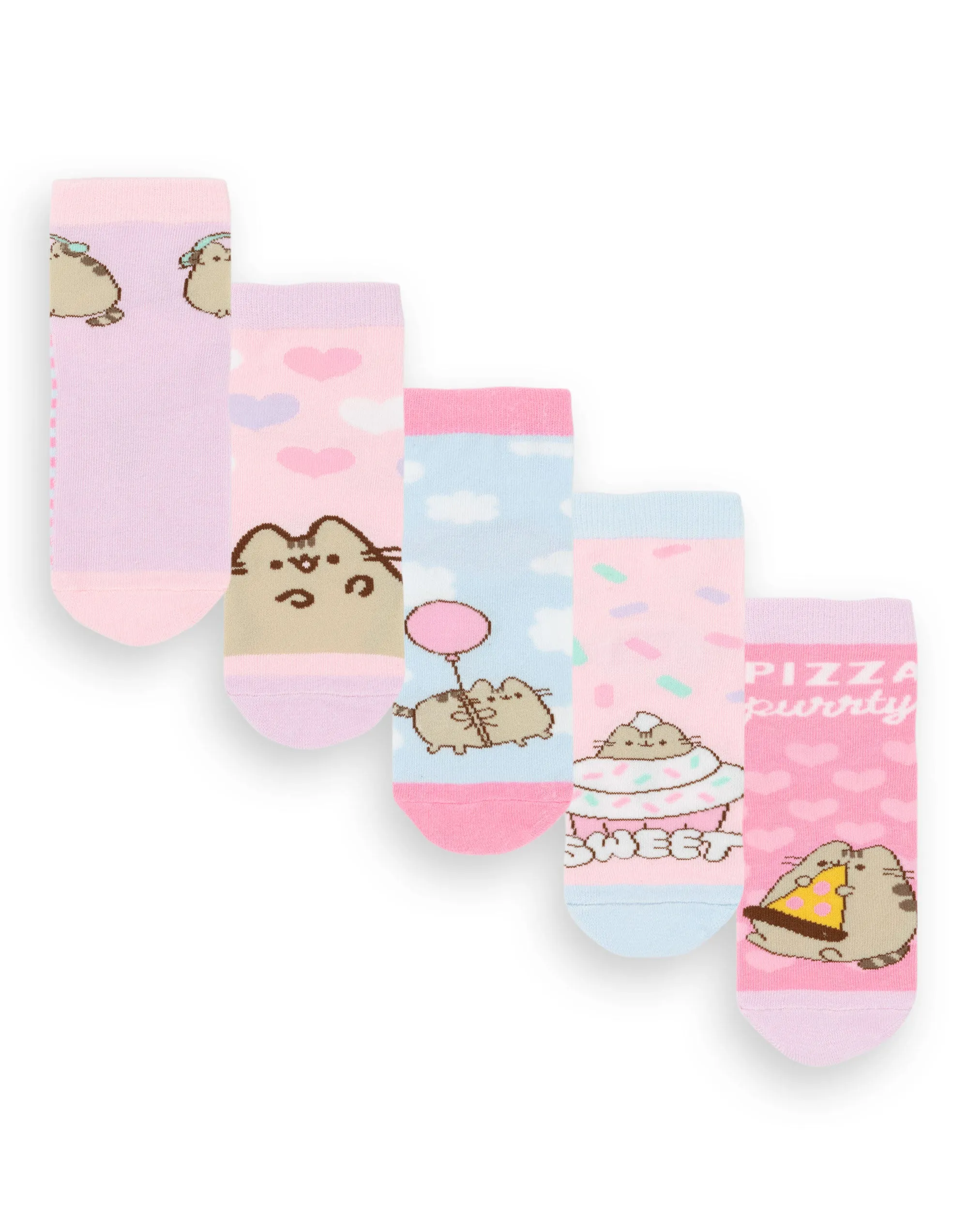 Pusheen Sweet Pizza Party Girls Multicoloured Calf Socks Set of 5