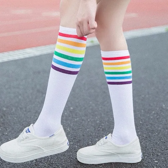 Rainbow striped socks KF50090