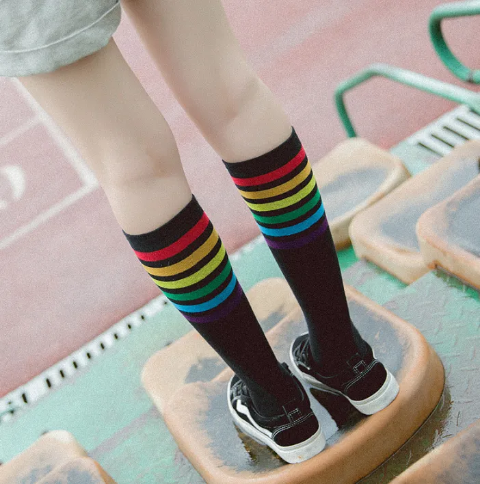 Rainbow striped socks KF50090