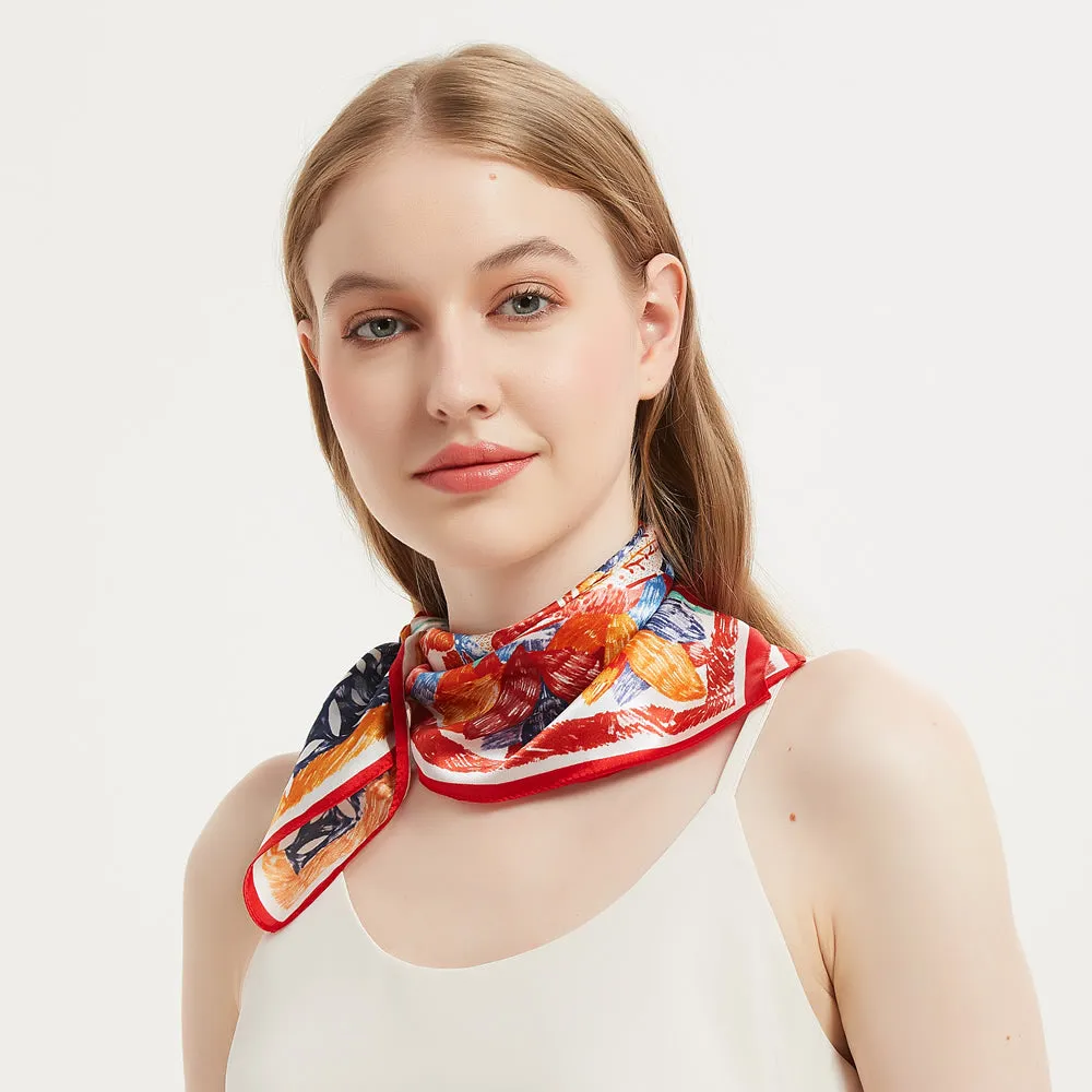 Retro Art Printed Silk Bandana Scarf