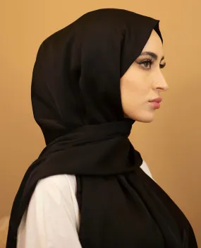 Satin Chiffon Hijab - Black