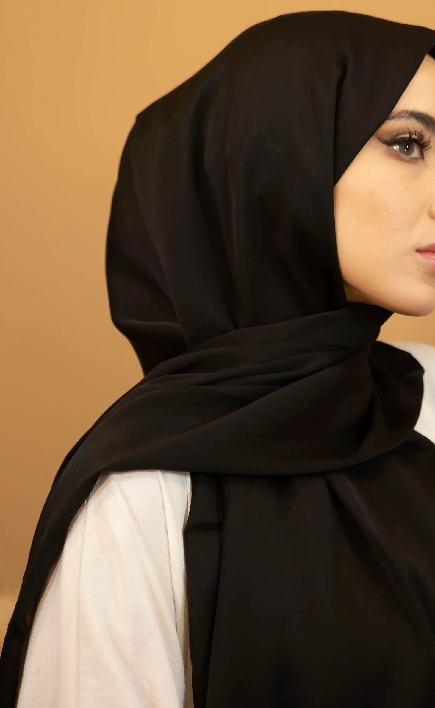 Satin Chiffon Hijab - Black