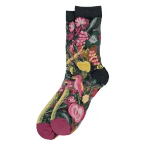 Sheer Pink Bird & Fruit Socks