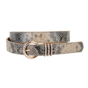 Skinny Snake Print Belt with Triple Holder