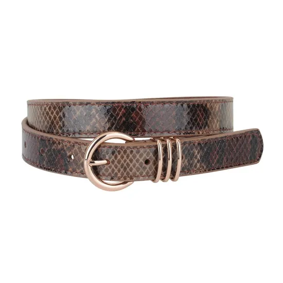 Skinny Snake Print Belt with Triple Holder