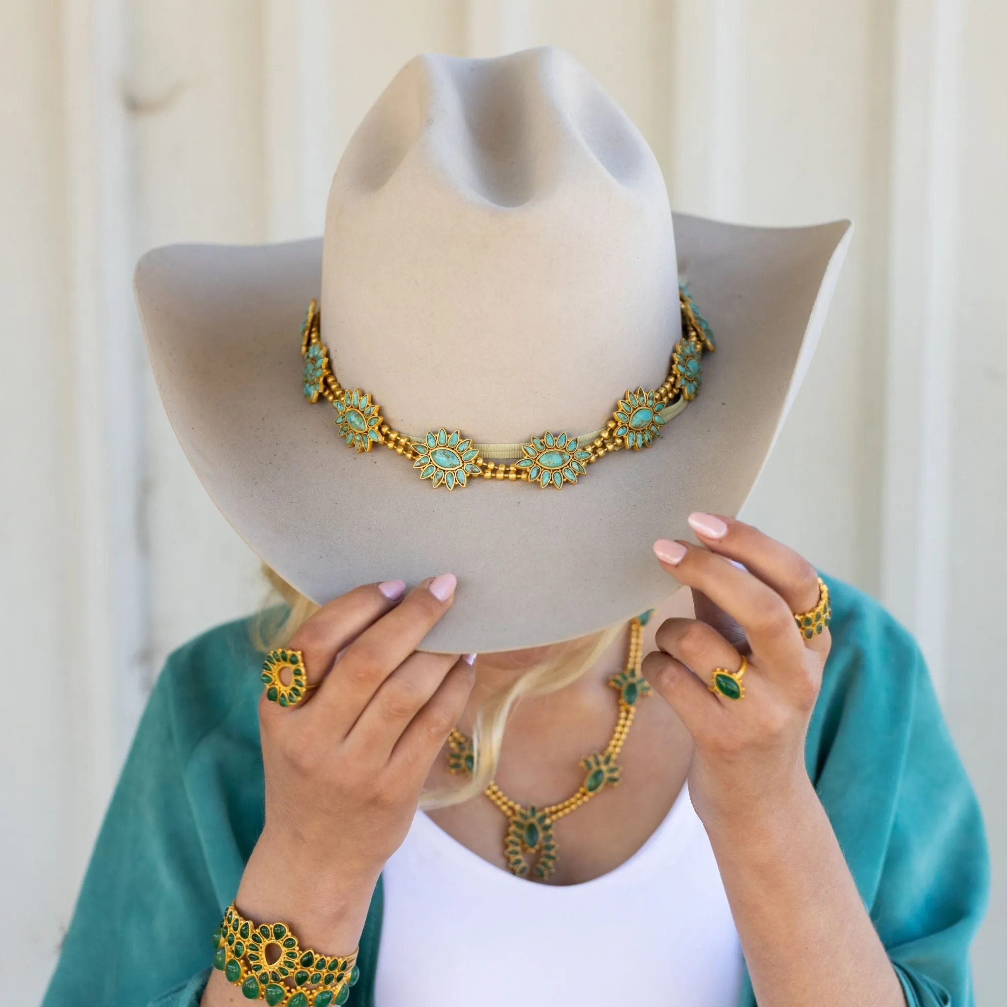 Squash Blossom Hat Band  - Turquoise