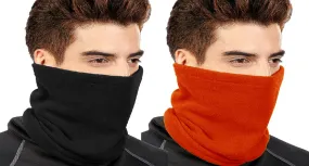 Thick Knit One Hole Facemask Balaclava Snowboarding Biker Mask (Orange and Black)