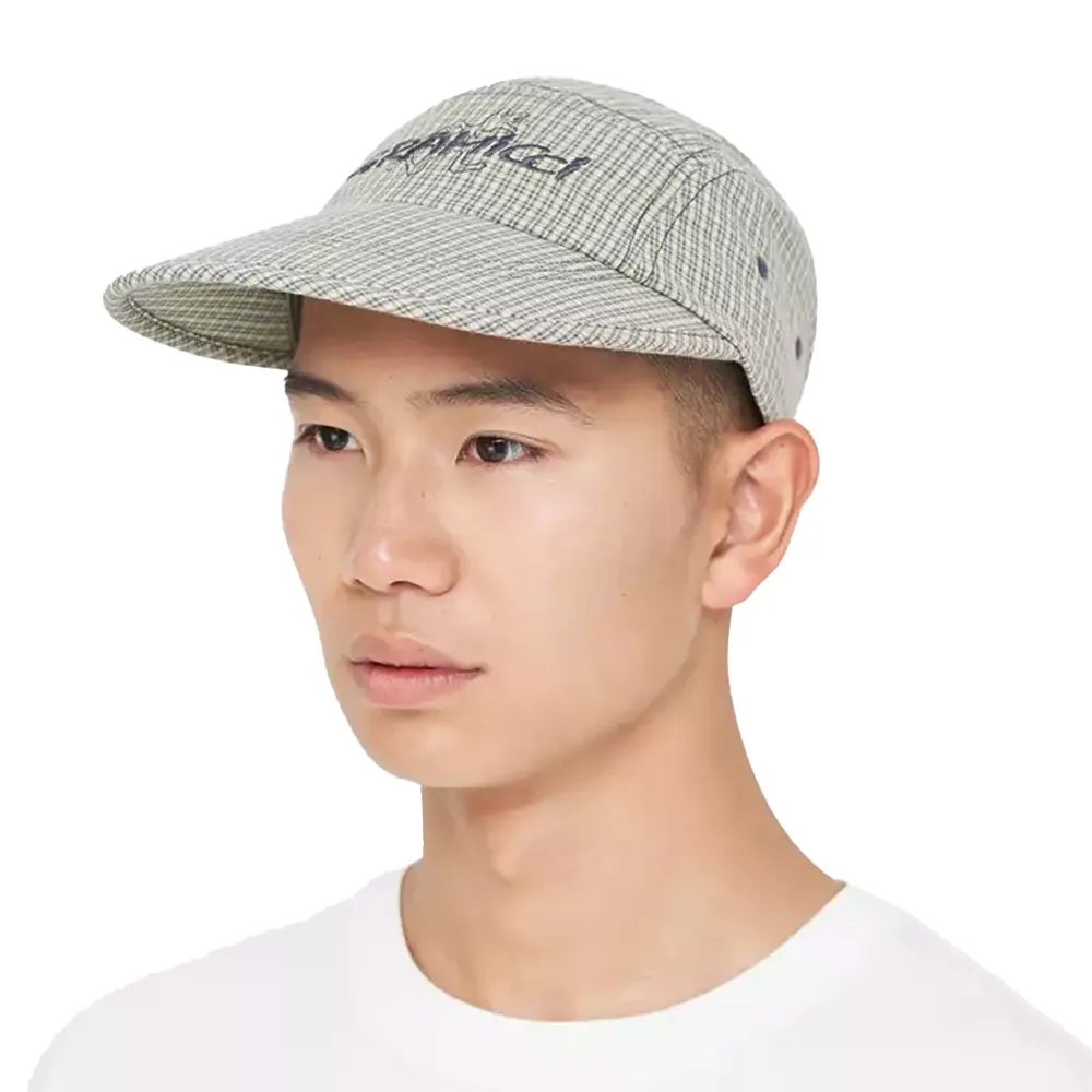 Woven Checkered Long Bill Cap